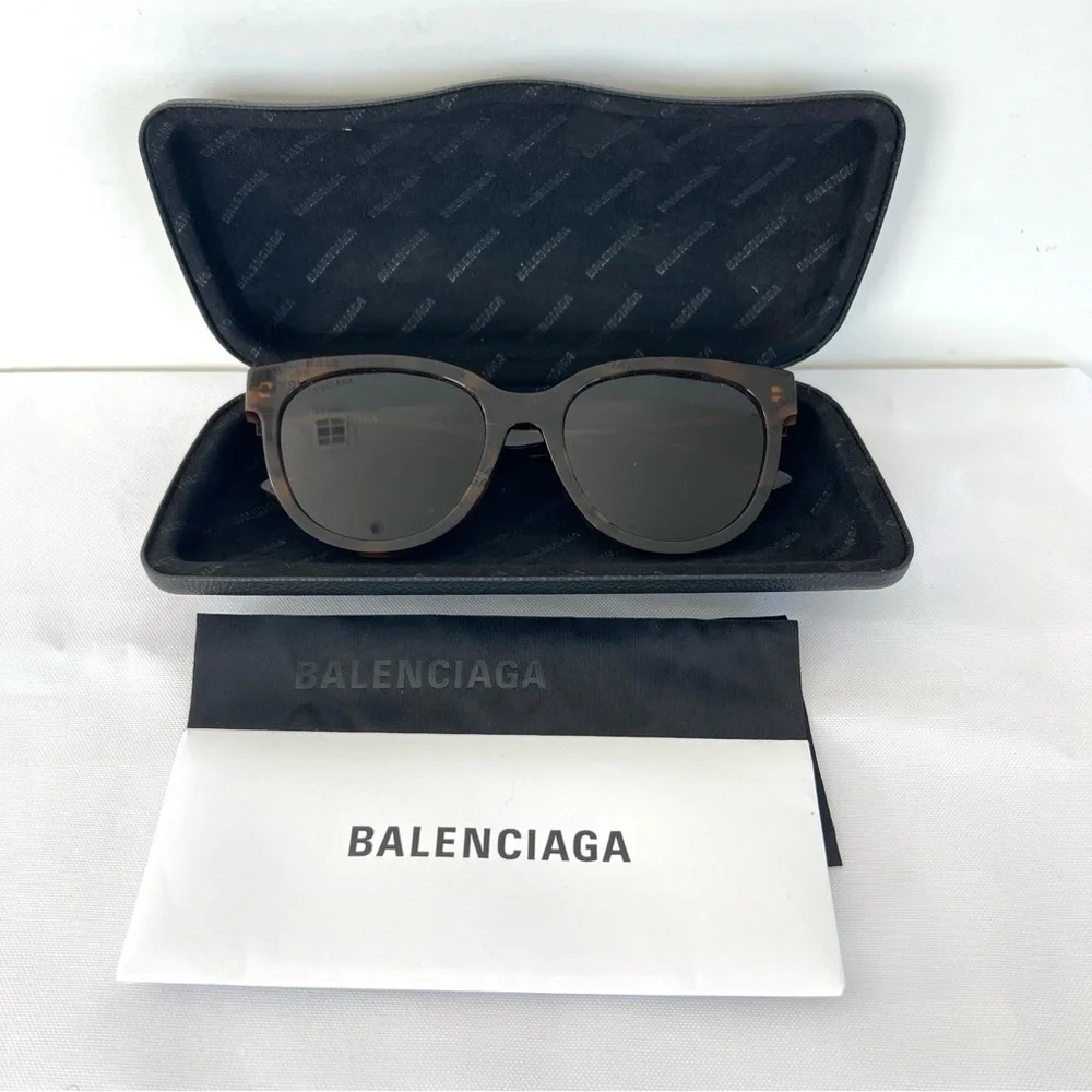 BALENCIAGA BB0077SK Brown Lens Cat Eye Shape Dark Havana Frame Sunglasses NWB #2
